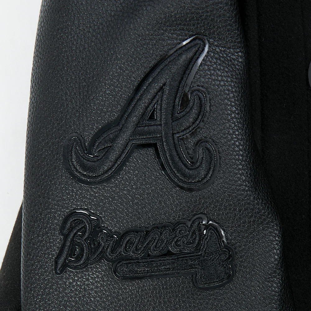 MLB ATLANTA BRAVES TRIPLE BLACK LITTLE BOYS WOOL VARSITY JACKET (JET BLACK) - Image 9