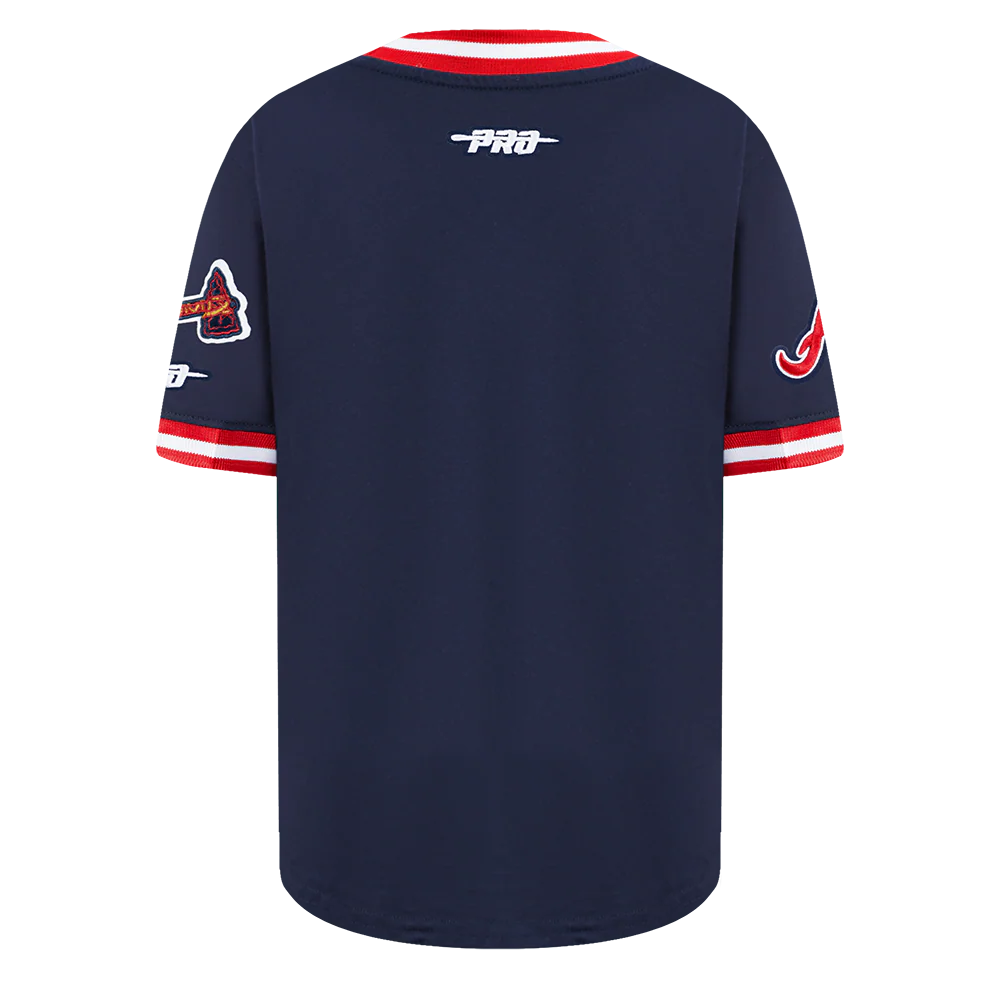 MLB ATLANTA BRAVES CLASSIC TODDLER BOYS SHORT SLEEVE STRIPED RIB TOP (MIDNIGHT NAVY/RED) - Image 3