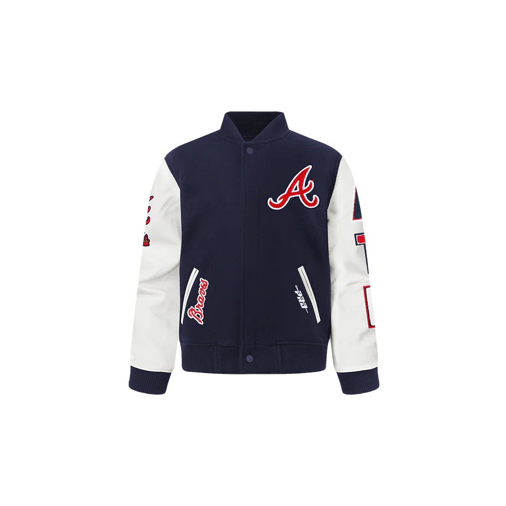 MLB ATLANTA BRAVES CLASSIC TODDLER BOYS WOOL VARSITY JACKET (MIDNIGHT NAVY/WHITE)