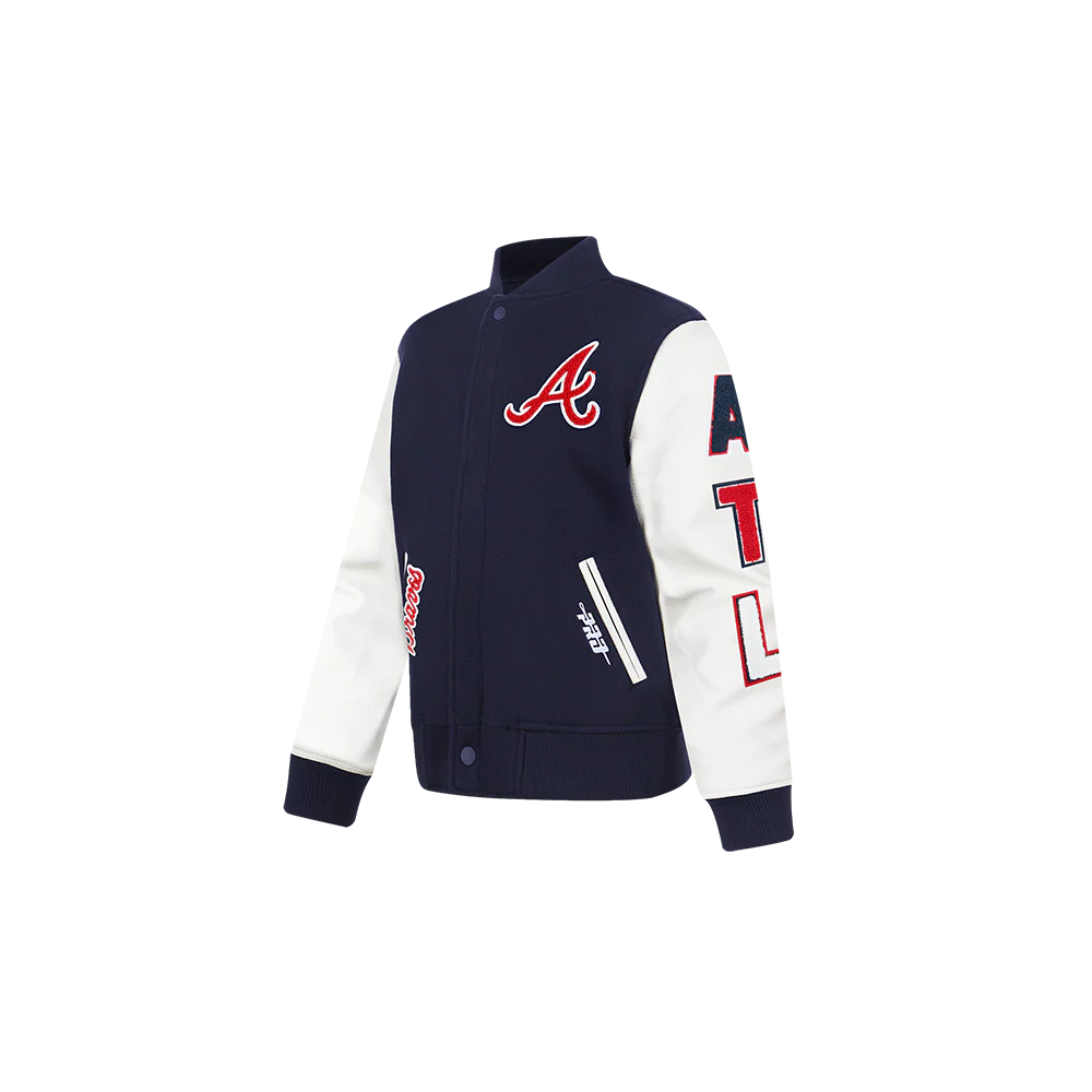 MLB ATLANTA BRAVES CLASSIC TODDLER BOYS WOOL VARSITY JACKET (MIDNIGHT NAVY/WHITE) - Image 2