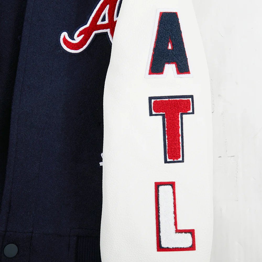MLB ATLANTA BRAVES CLASSIC TODDLER BOYS WOOL VARSITY JACKET (MIDNIGHT NAVY/WHITE) - Image 9