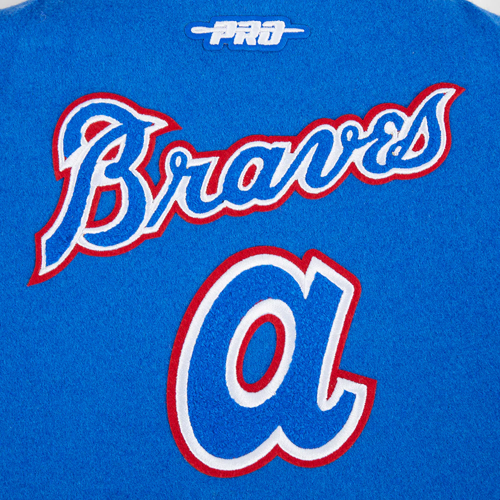 MLB ATLANTA BRAVES RETRO CLASSIC TODDLER BOYS RIB WOOL VARSITY JACKET (ROYAL BLUE/RED) - Image 10