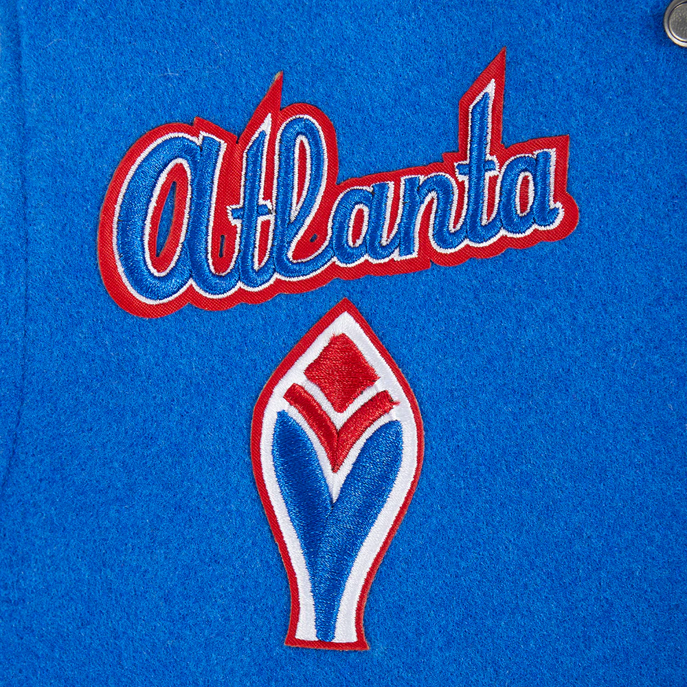 MLB ATLANTA BRAVES RETRO CLASSIC TODDLER BOYS RIB WOOL VARSITY JACKET (ROYAL BLUE/RED) - Image 6