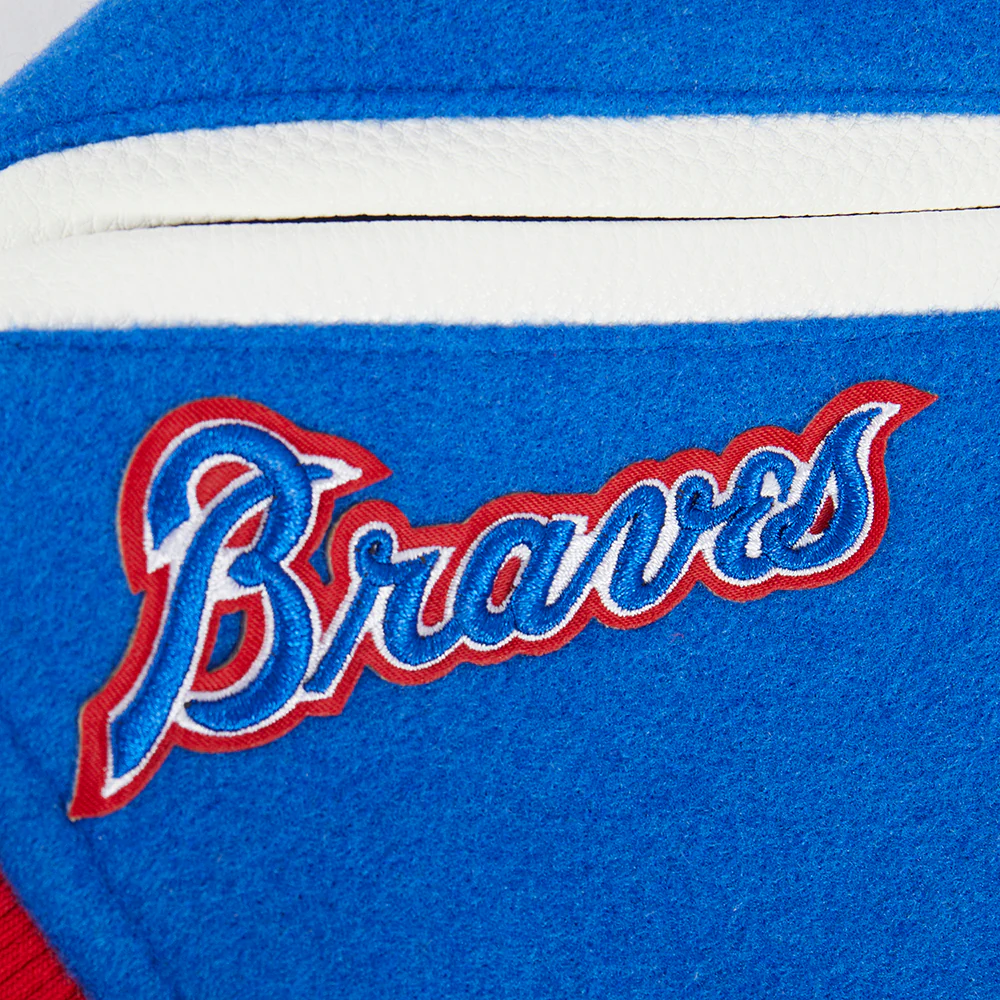 MLB ATLANTA BRAVES RETRO CLASSIC TODDLER BOYS RIB WOOL VARSITY JACKET (ROYAL BLUE/RED) - Image 7