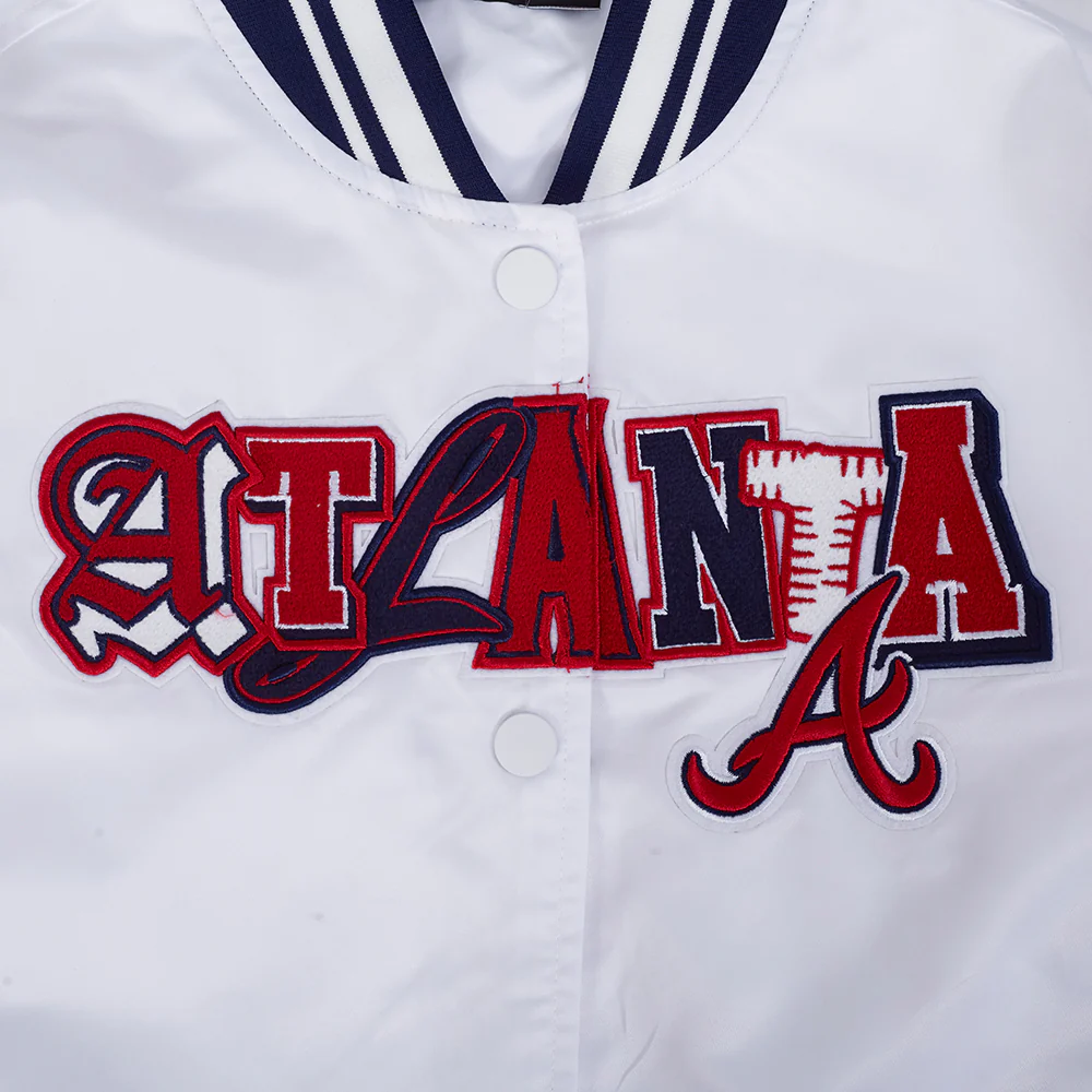 MLB ATLANTA BRAVES CITY RANSOM WOMEN'S RIB SATIN JACKET (WHITE/MIDNIGHT NAVY) - Image 5