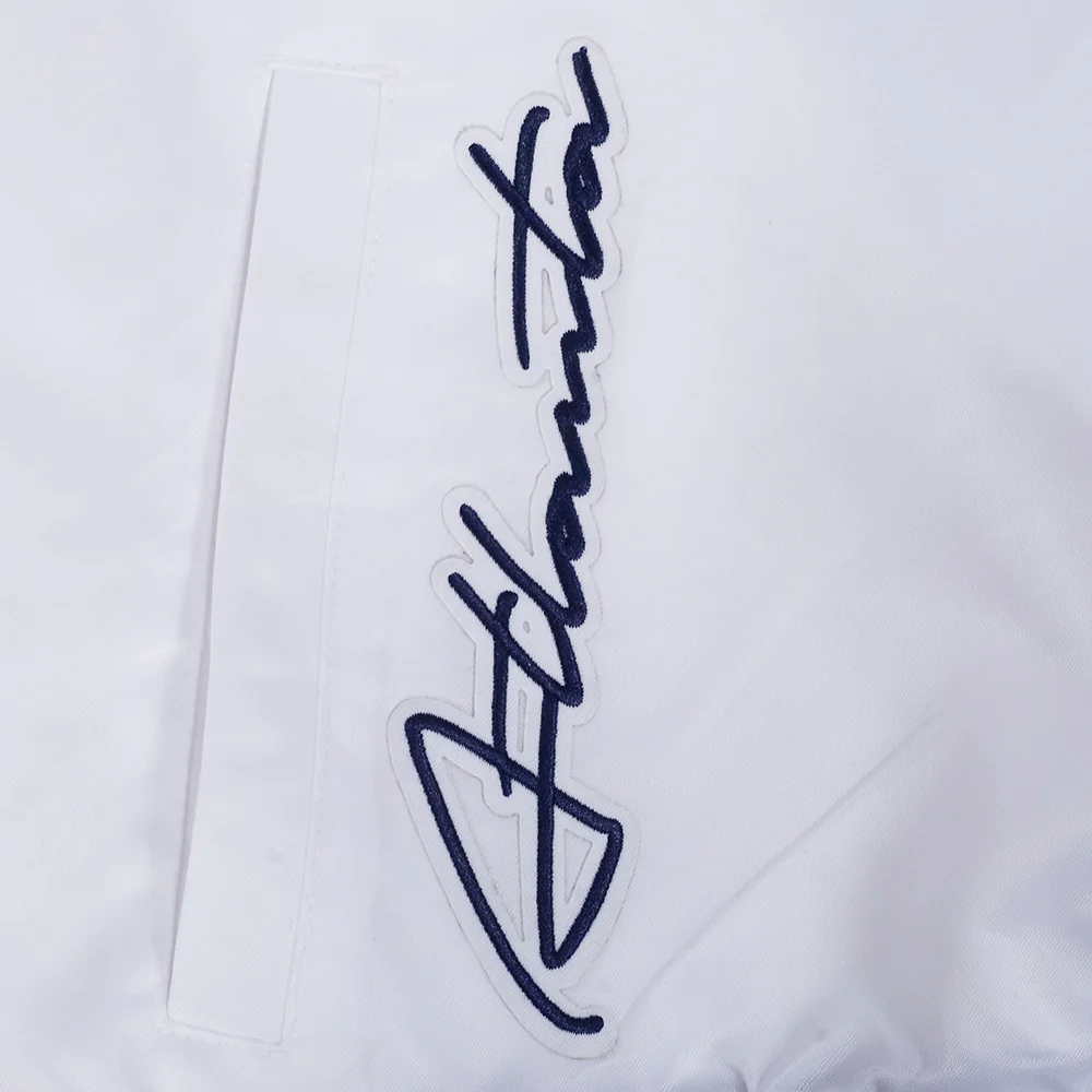 MLB ATLANTA BRAVES CITY RANSOM WOMEN'S RIB SATIN JACKET (WHITE/MIDNIGHT NAVY) - Image 6