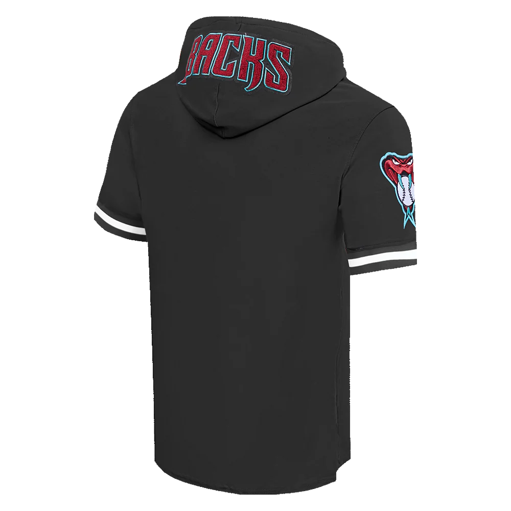 MLB ARIZONA DIAMONDBACKS CLASSIC CHENILLE MEN'S SHORT SLEEVE PULLOVER HOODIE (BLACK) - Image 8