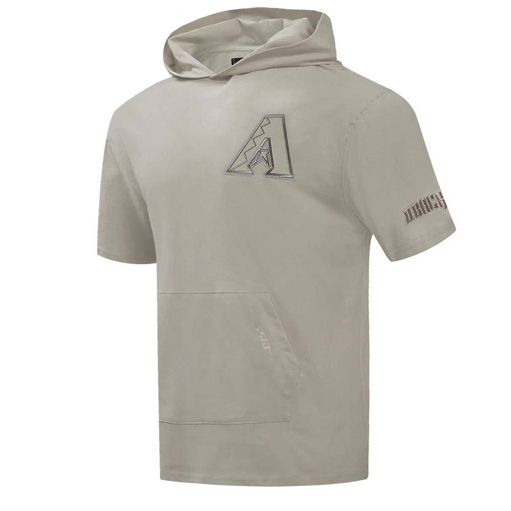 MLB ARIZONA DIAMONDBACKS NEUTRAL MEN'S COTTON JERSEY SHORT SLEEVE PULLOVER HOODIE (TAUPE) - Image 2