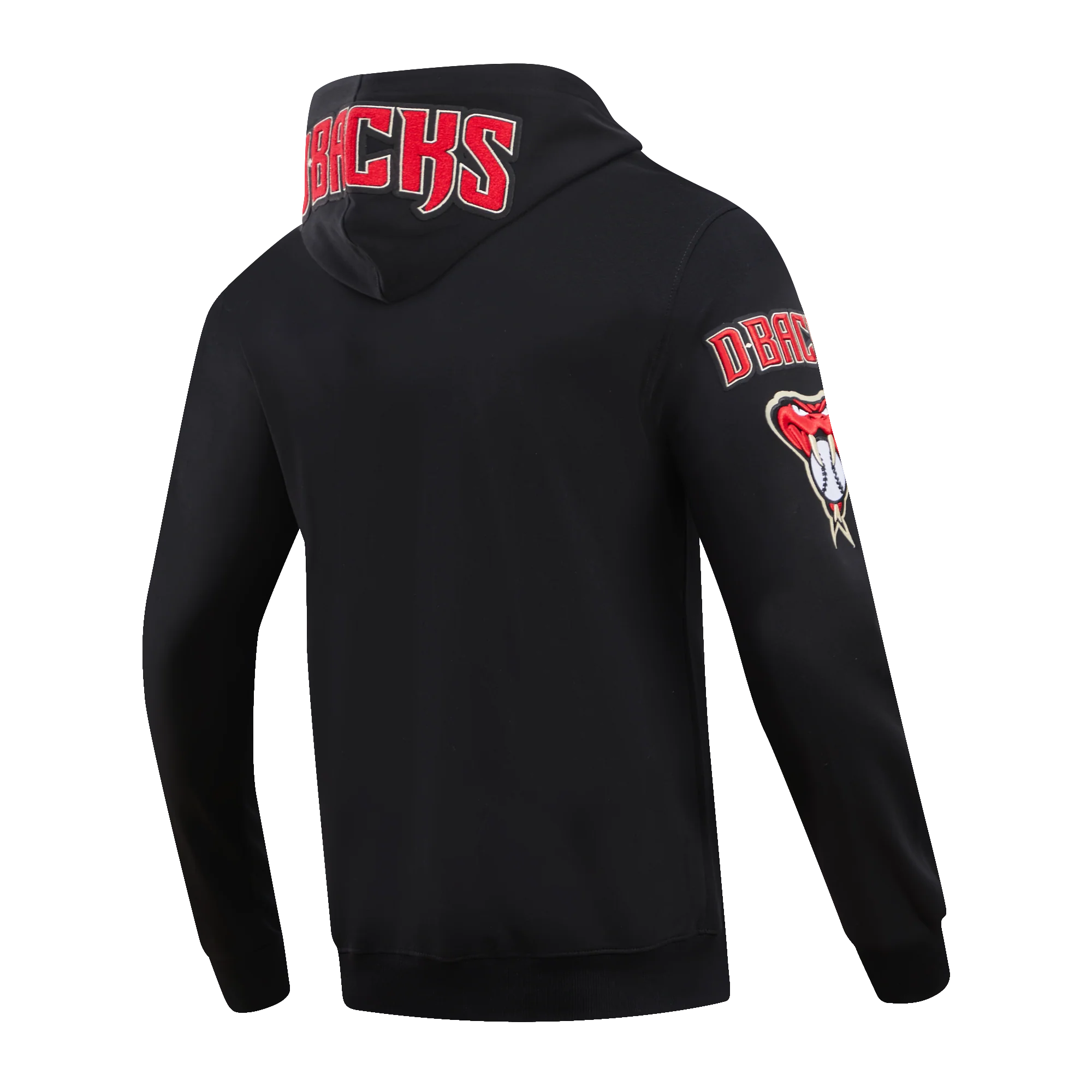 MLB ARIZONA DIAMONDBACKS CLASSIC CHENILLE MEN'S FULL ZIP HOODIE (BLACK) - Image 5