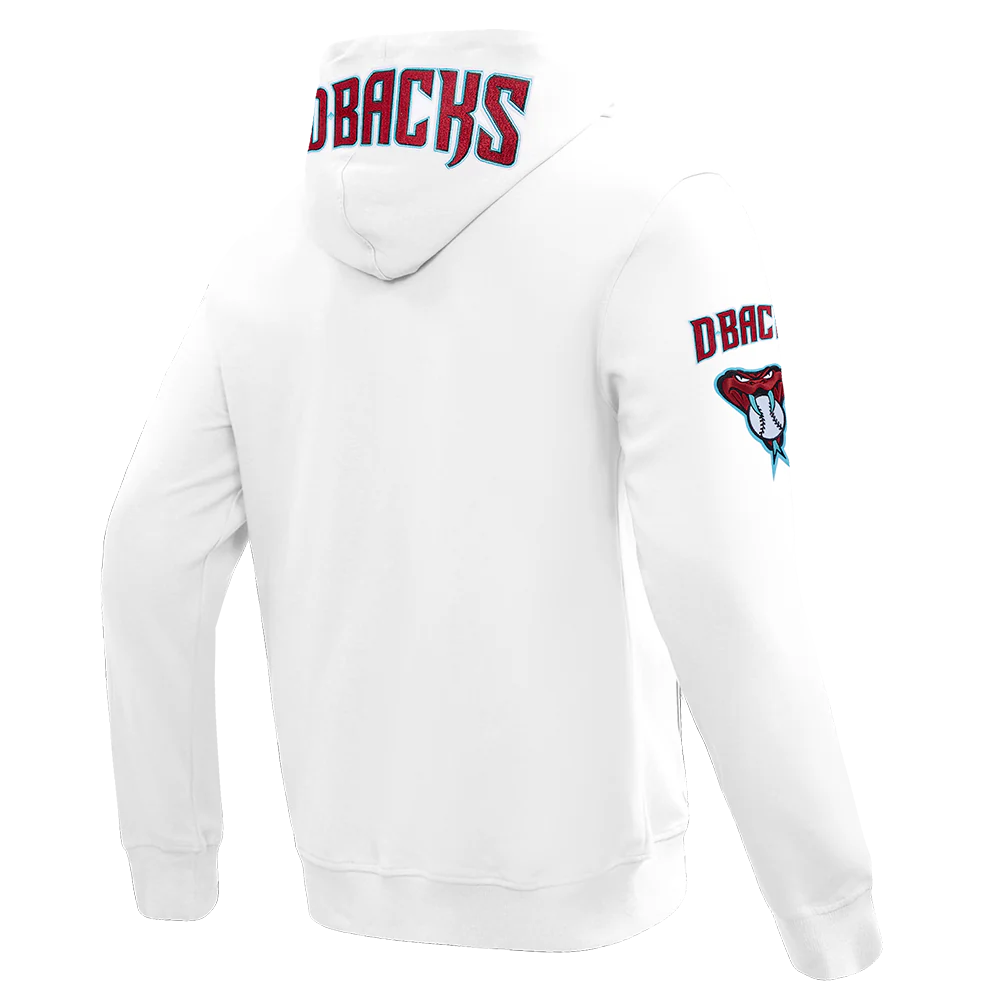 MLB ARIZONA DIAMONDBACKS CLASSIC CHENILLE MEN'S FULL ZIP PULLOVER HOODIE (WHITE) - Image 4