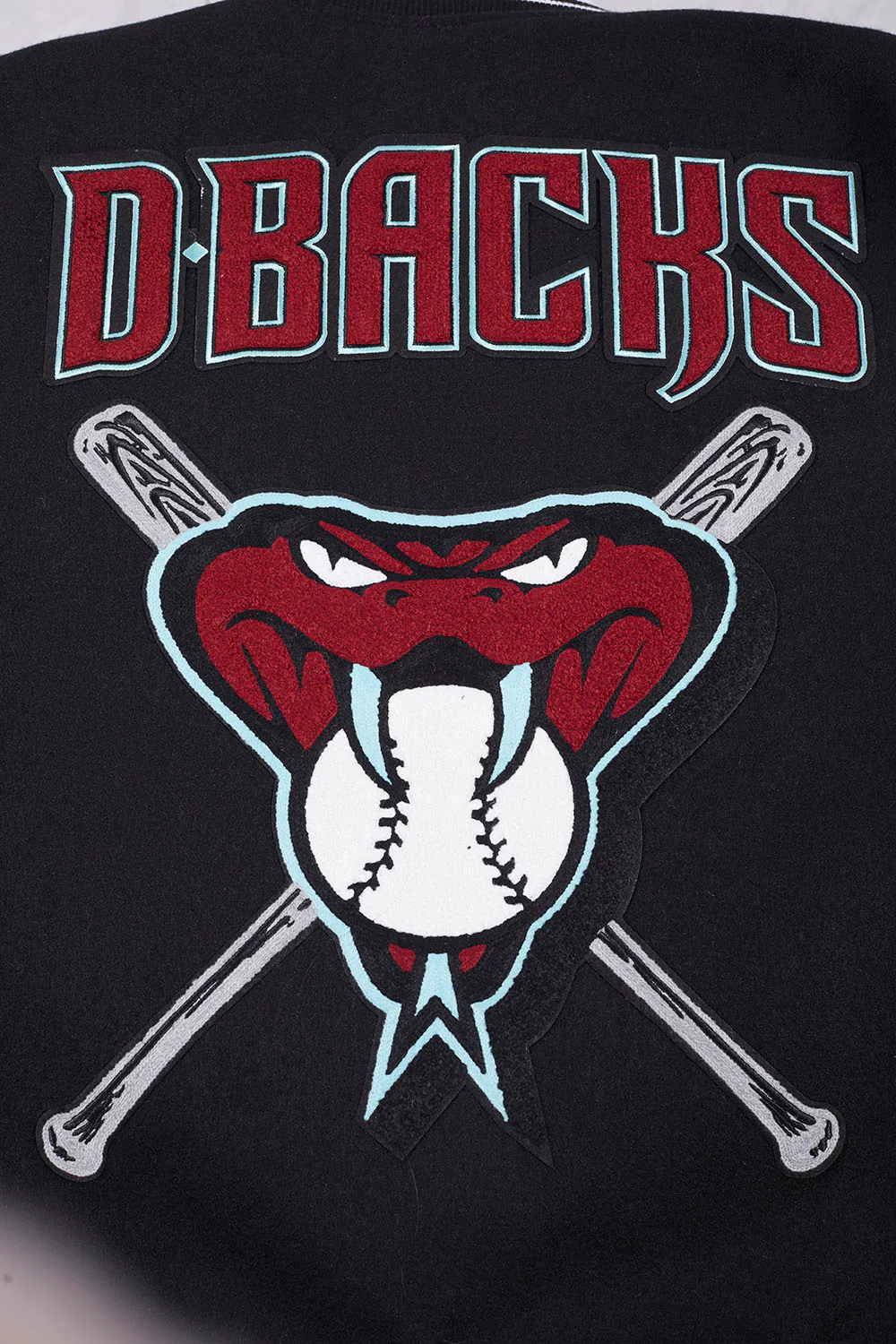 MLB ARIZONA DIAMONDBACKS MASHUP MEN'S RIB WOOL VARSITY JACKET (BLACK/WHITE) - Image 7