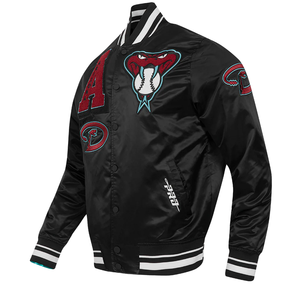 MLB ARIZONA DIAMONDBACKS MASHUP MEN'S RIB SATIN JACKET (BLACK) - Image 2