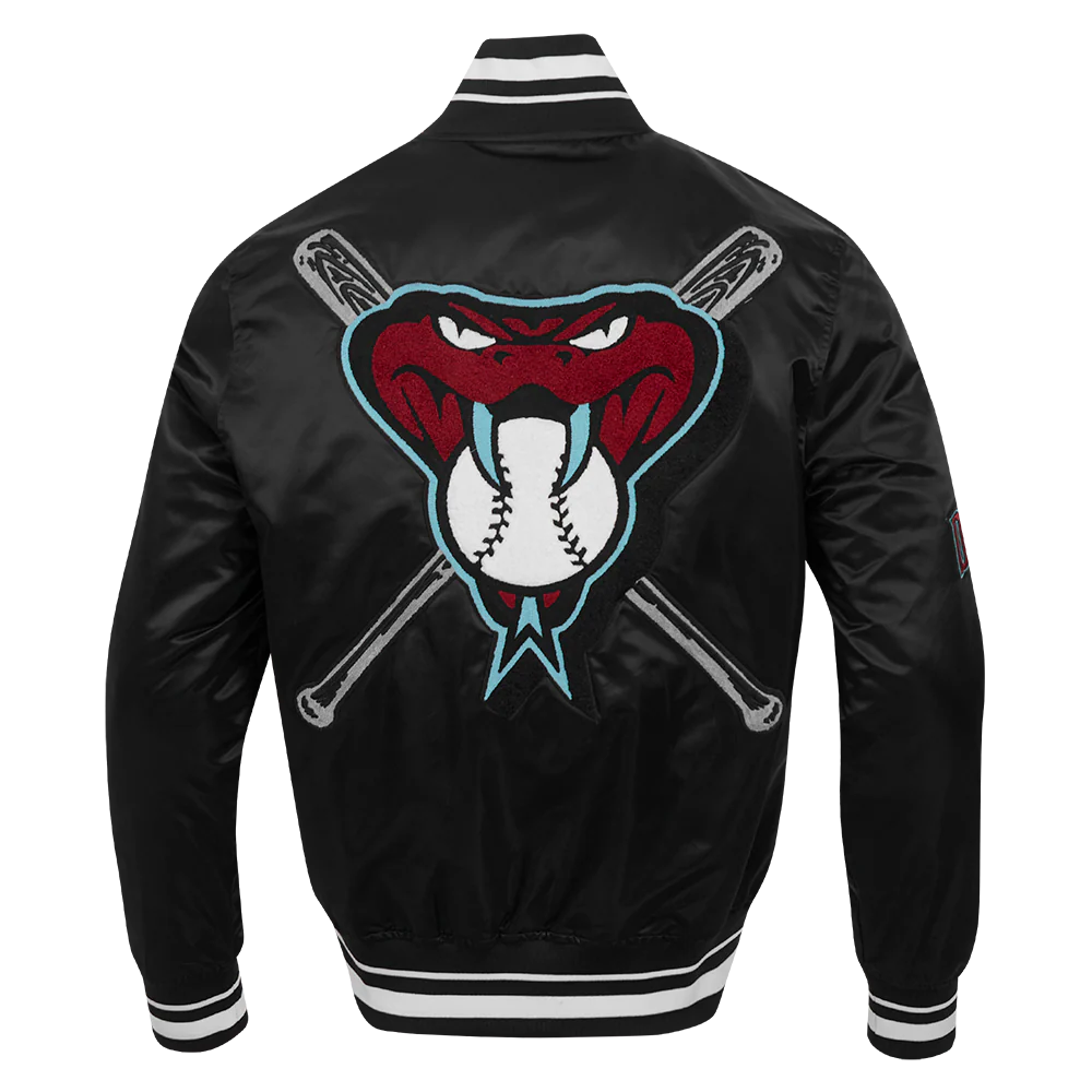 MLB ARIZONA DIAMONDBACKS MASHUP MEN'S RIB SATIN JACKET (BLACK) - Image 3
