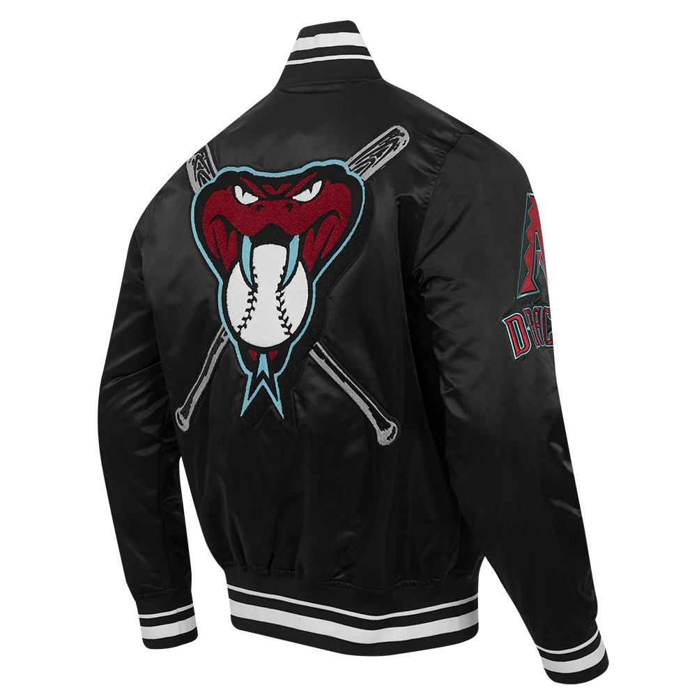 MLB ARIZONA DIAMONDBACKS MASHUP MEN'S RIB SATIN JACKET (BLACK) - Image 4