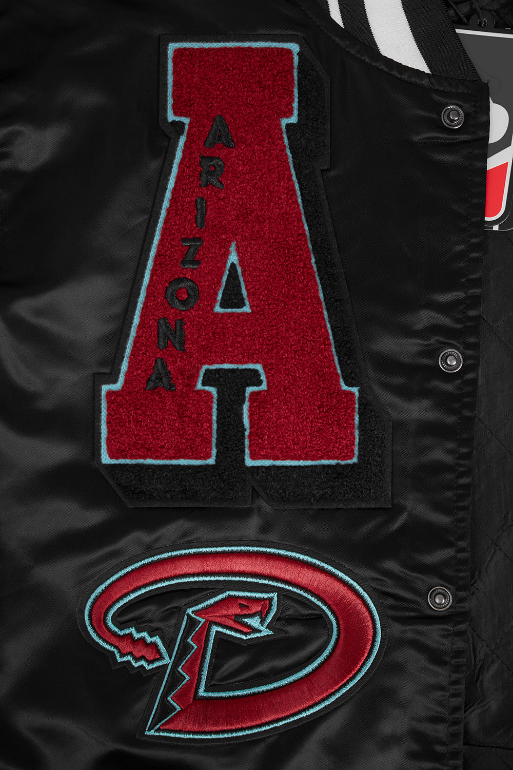 MLB ARIZONA DIAMONDBACKS MASHUP MEN'S RIB SATIN JACKET (BLACK) - Image 5