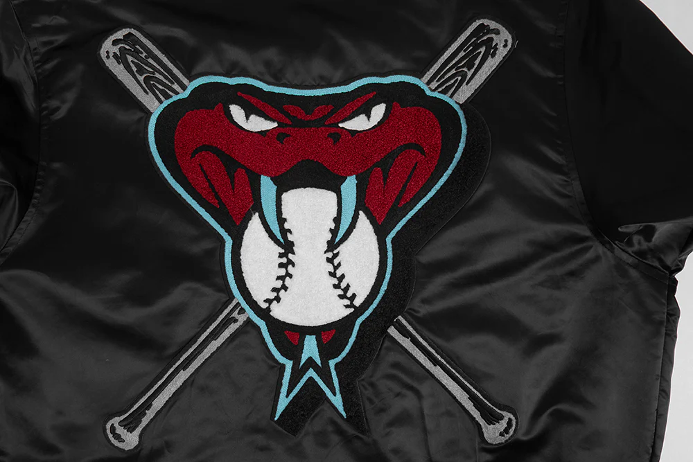 MLB ARIZONA DIAMONDBACKS MASHUP MEN'S RIB SATIN JACKET (BLACK) - Image 9