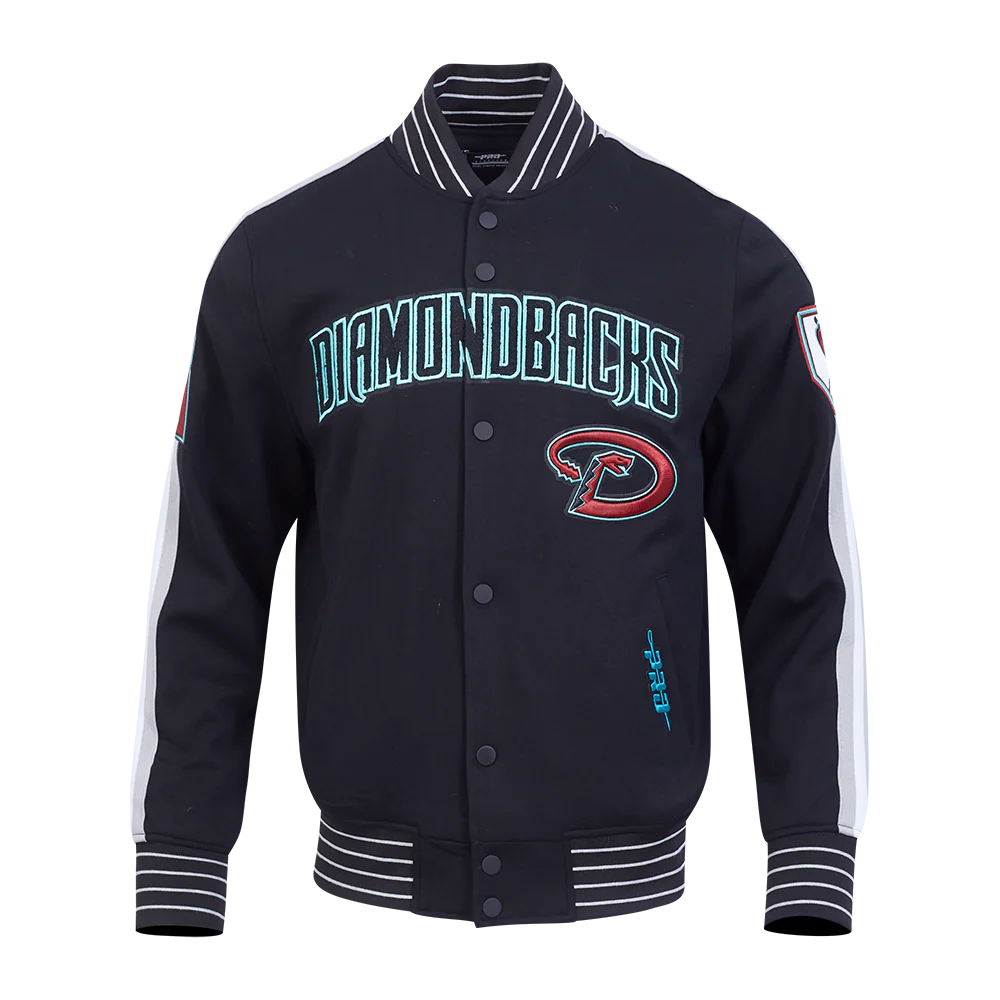 MLB ARIZONA DIAMONDBACKS CURRENT LOGO PRO GAME DAY MEN'S DOUBLE KNIT JACKET (BLACK/SILVER/WHITE)
