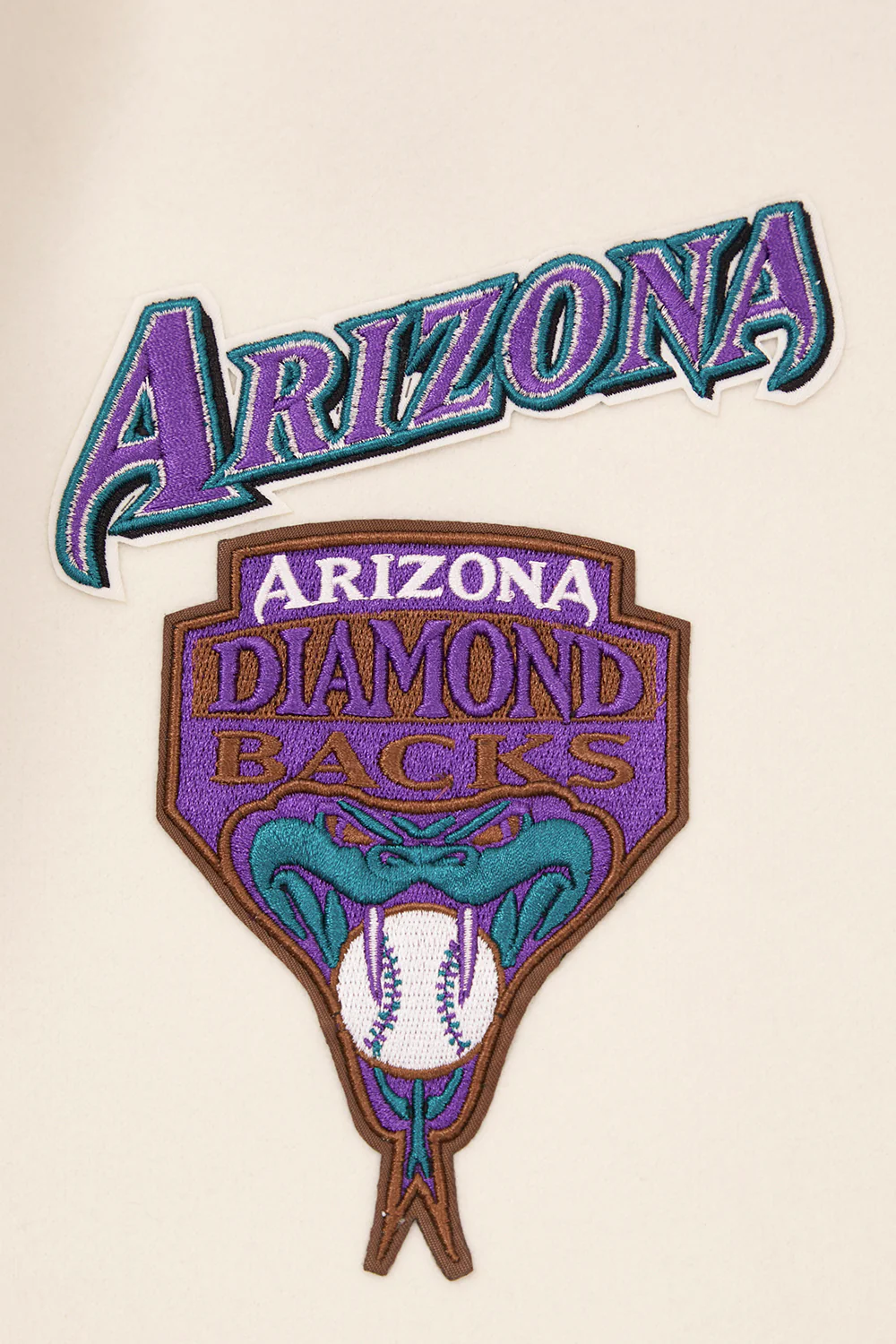 MLB ARIZONA DIAMONDBACKS RETRO CLASSIC MEN'S RIP WOOL VARSITY JACKET (EGGSHELL/PURPLE) - Image 10