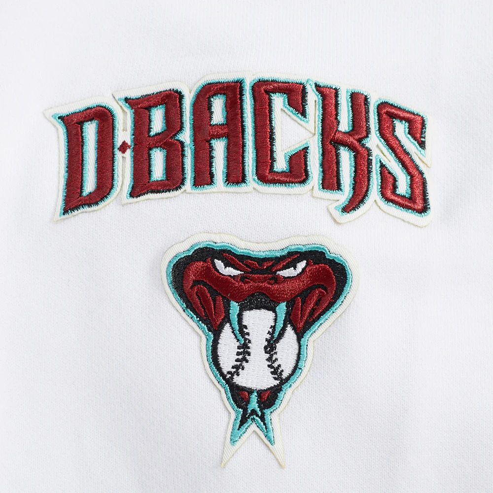 MLB ARIZONA DIAMONDBACKS CLASSIC WOMEN'S CROPPED FLEECE PULLOVER HOODIE (WHITE) - Image 5