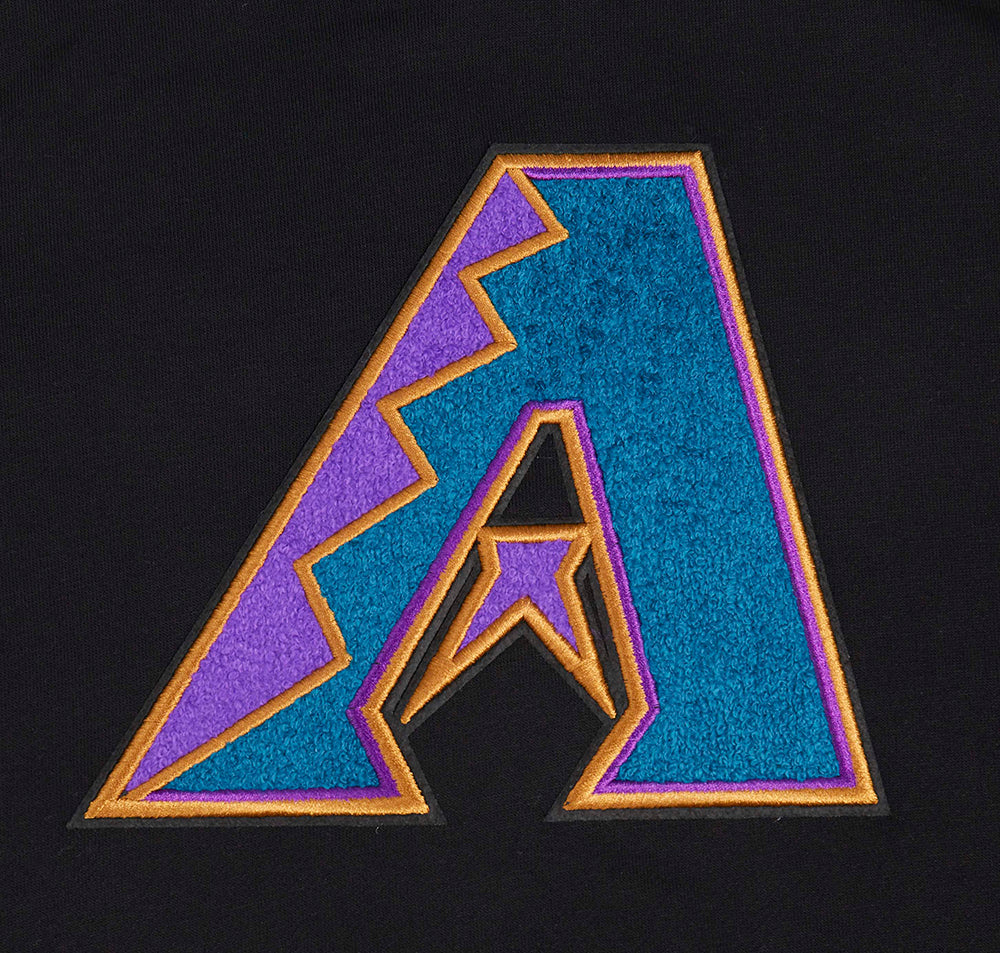 MLB ARIZONA DIAMONDBACKS RETRO CLASSIC WOMEN'S RIB CROPPED PULLOVER HOODIE (BLACK) - Image 5