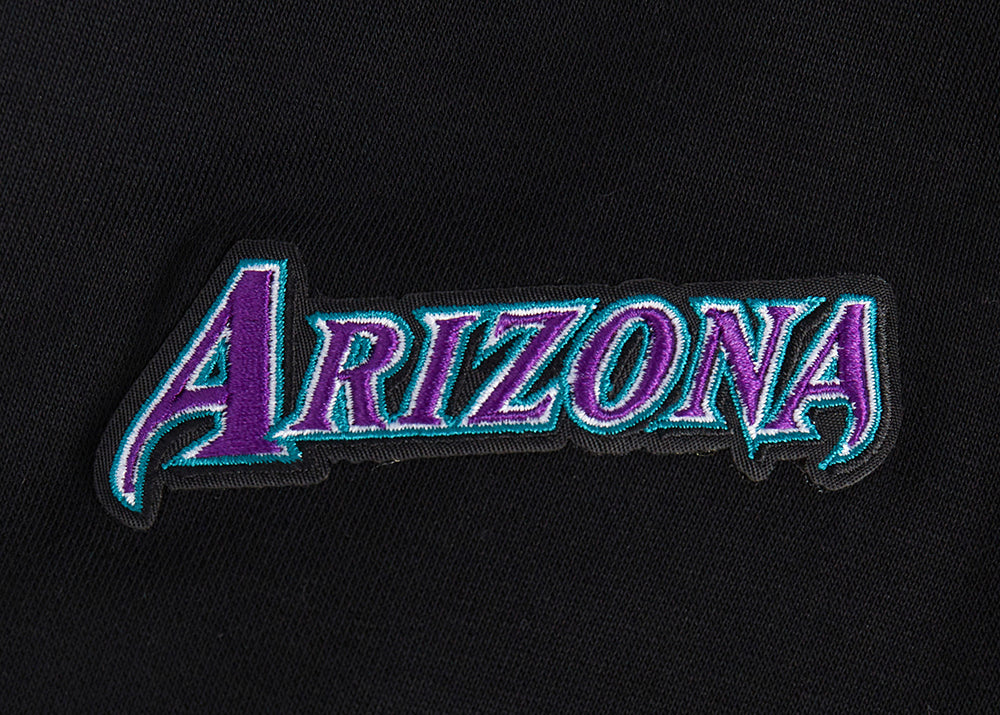 MLB ARIZONA DIAMONDBACKS RETRO CLASSIC WOMEN'S RIB CROPPED PULLOVER HOODIE (BLACK) - Image 7