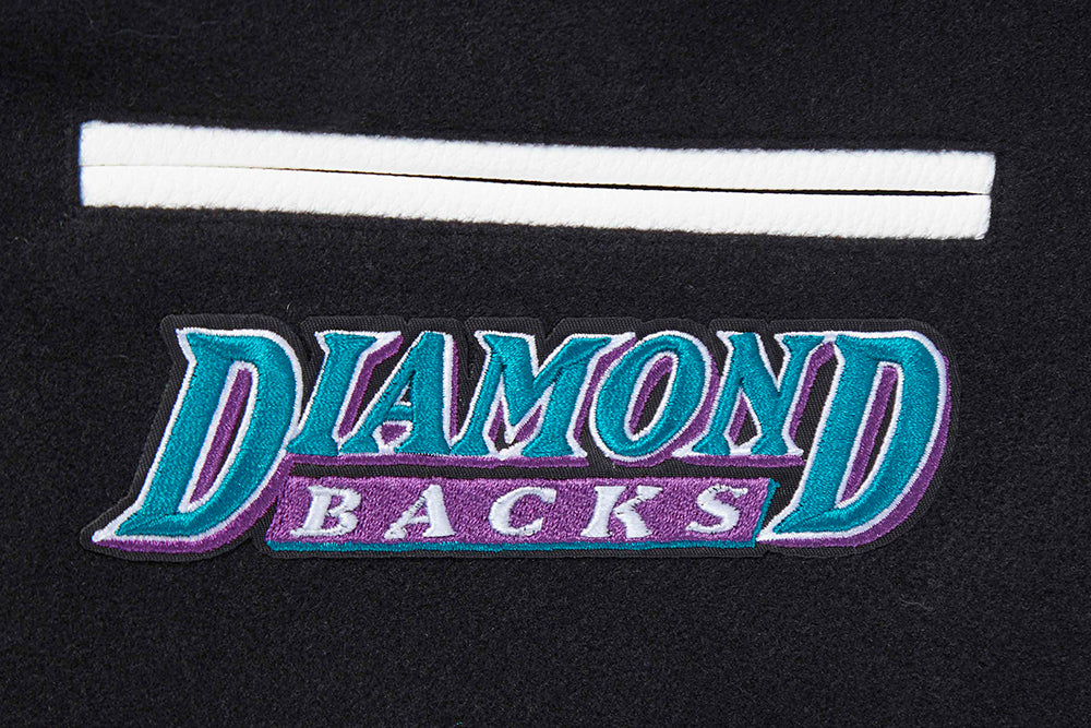 MLB ARIZONA DIAMONDBACKS RETRO CLASSIC WOMEN'S RIB WOOL VARSITY JACKET (BLACK/WHITE) - Image 8