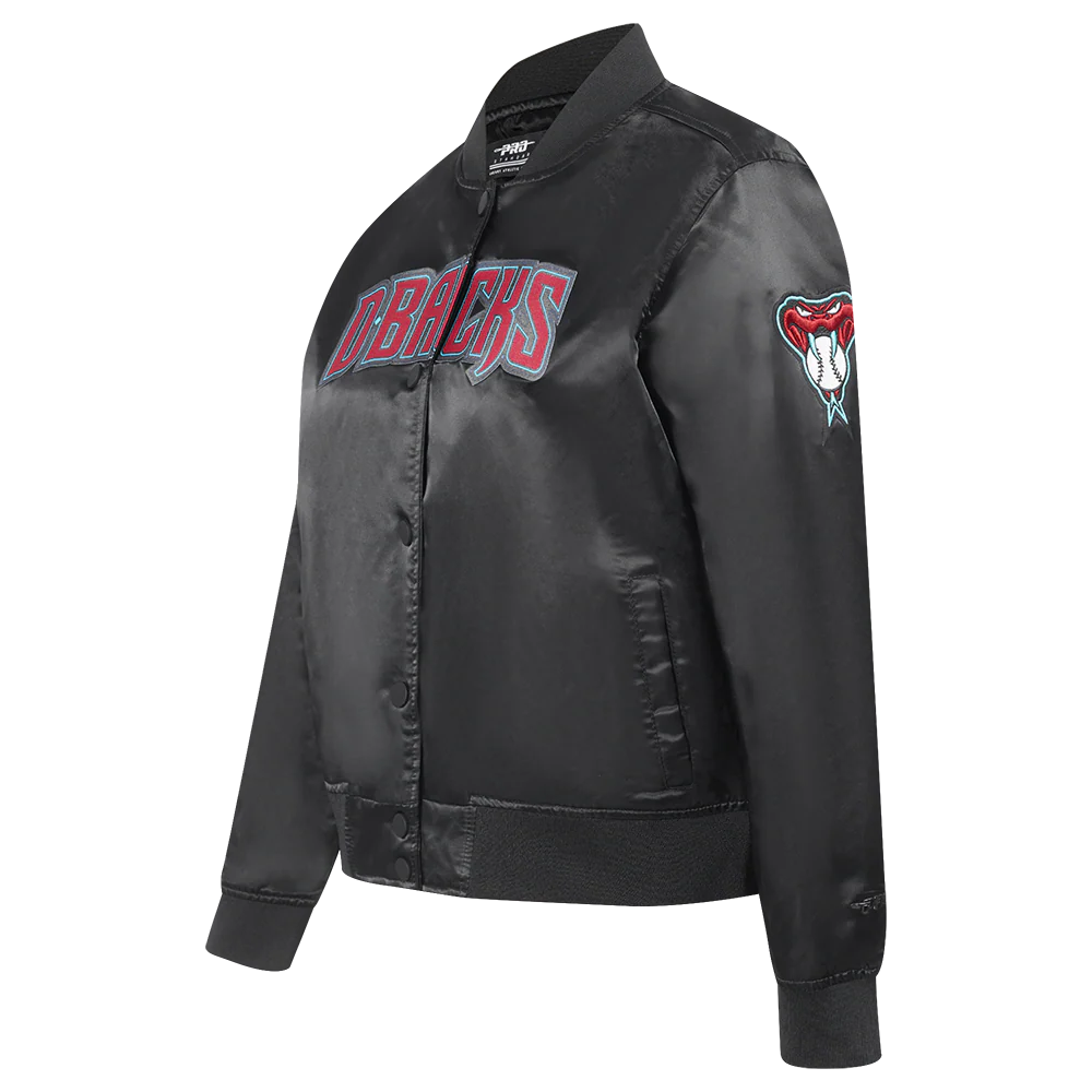 MLB ARIZONA DIAMONDBACKS CLASSIC WOMEN'S SATIN JACKET (BLACK) - Image 2