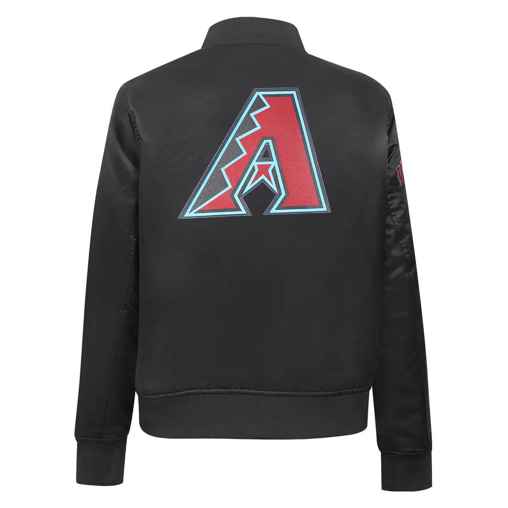 MLB ARIZONA DIAMONDBACKS CLASSIC WOMEN'S SATIN JACKET (BLACK) - Image 3