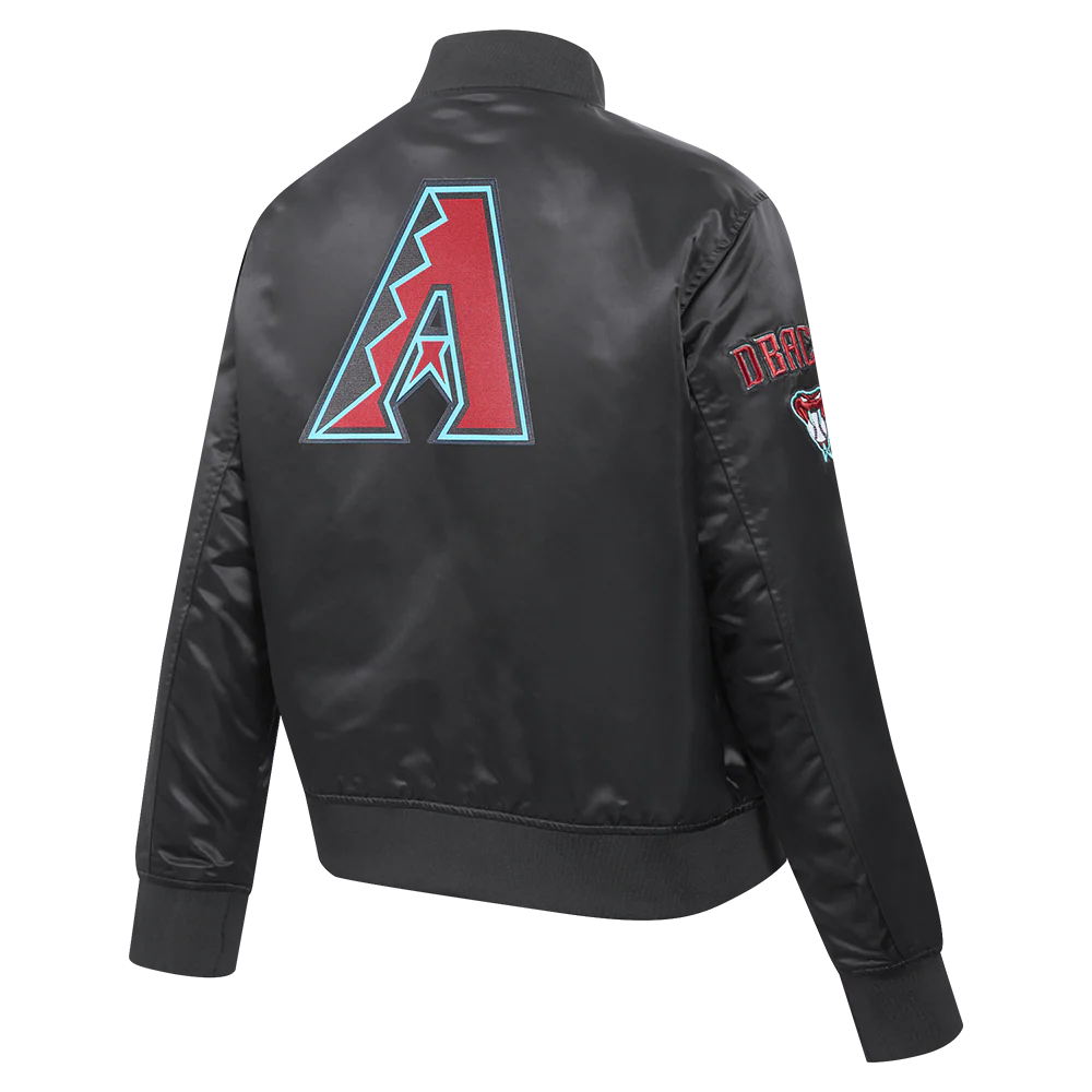 MLB ARIZONA DIAMONDBACKS CLASSIC WOMEN'S SATIN JACKET (BLACK) - Image 4
