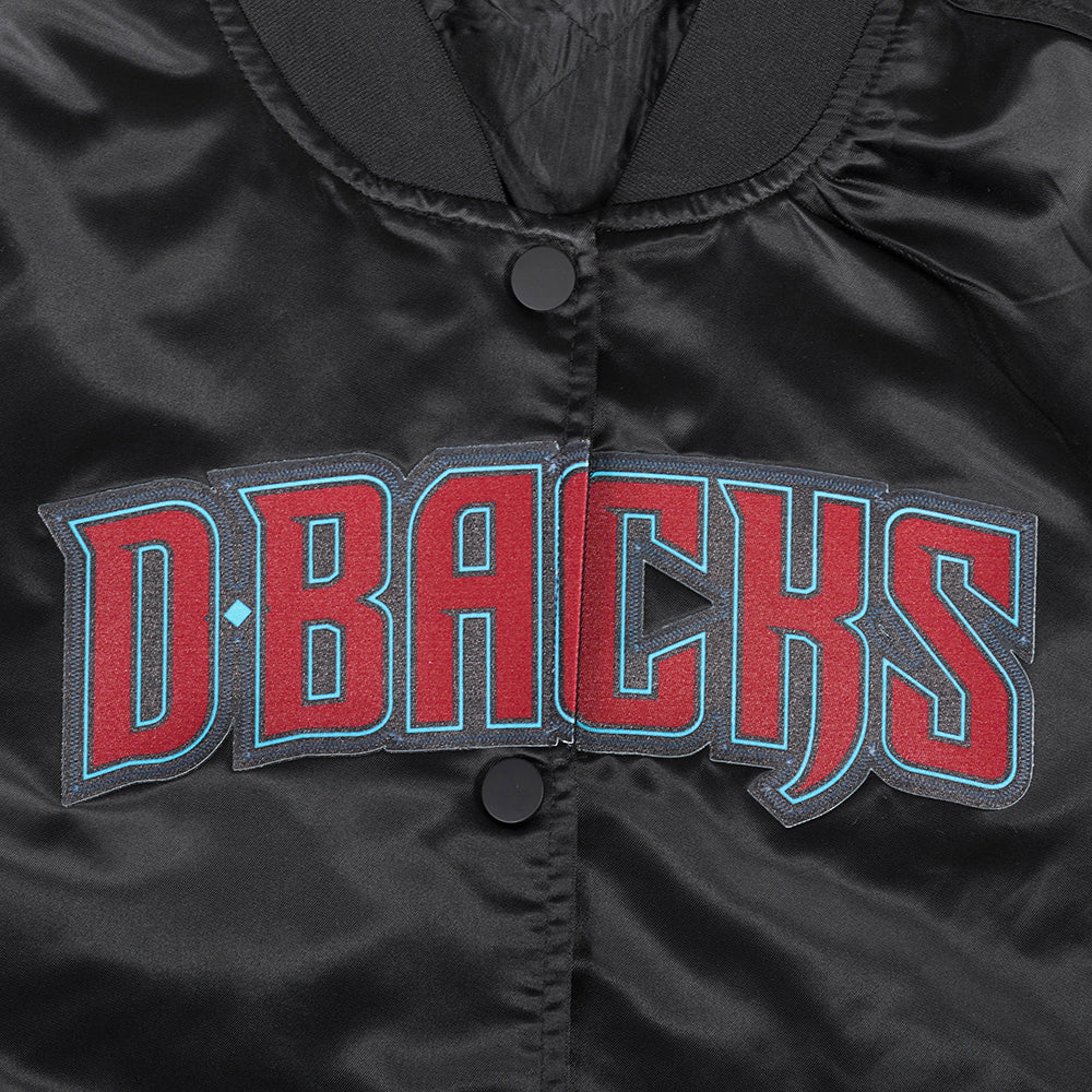 MLB ARIZONA DIAMONDBACKS CLASSIC WOMEN'S SATIN JACKET (BLACK) - Image 5