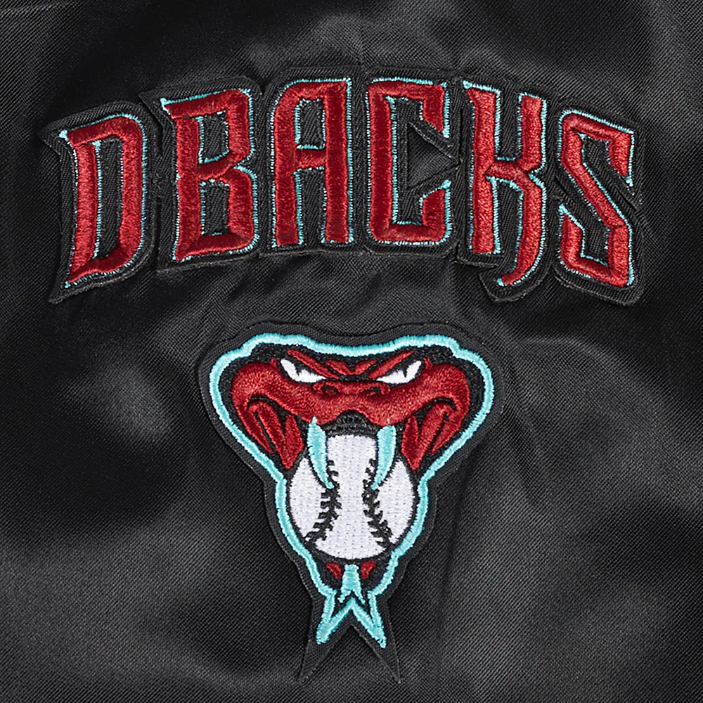 MLB ARIZONA DIAMONDBACKS CLASSIC WOMEN'S SATIN JACKET (BLACK) - Image 6