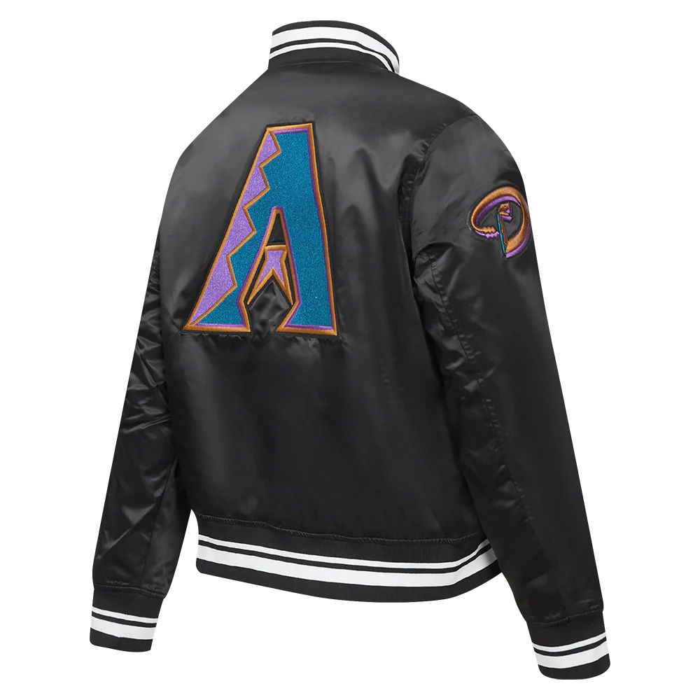 MLB ARIZONA DIAMONDBACKS RETRO CLASSIC WOMEN'S RIB SATIN JACKET (BLACK) - Image 4
