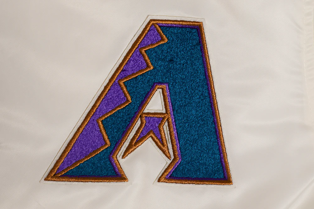 MLB ARIZONA DIAMONDBACKS RETRO CLASSIC WOMEN'S RIB SATIN JACKET (EGGSHELL/ PURPLE) - Image 5