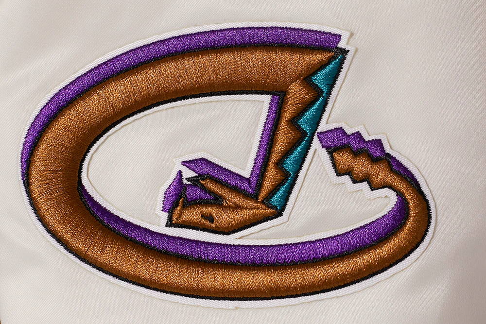 MLB ARIZONA DIAMONDBACKS RETRO CLASSIC WOMEN'S RIB SATIN JACKET (EGGSHELL/ PURPLE) - Image 7