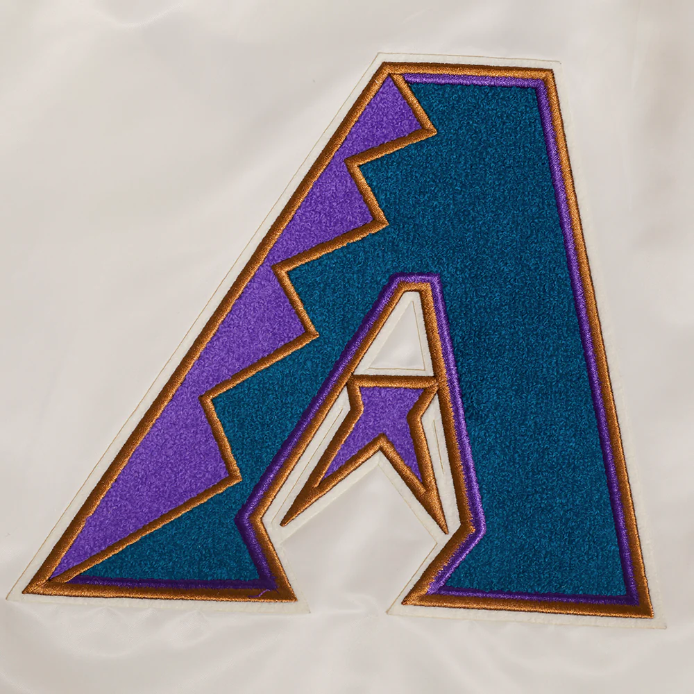 MLB ARIZONA DIAMONDBACKS RETRO CLASSIC WOMEN'S RIB SATIN JACKET (EGGSHELL/ PURPLE) - Image 9
