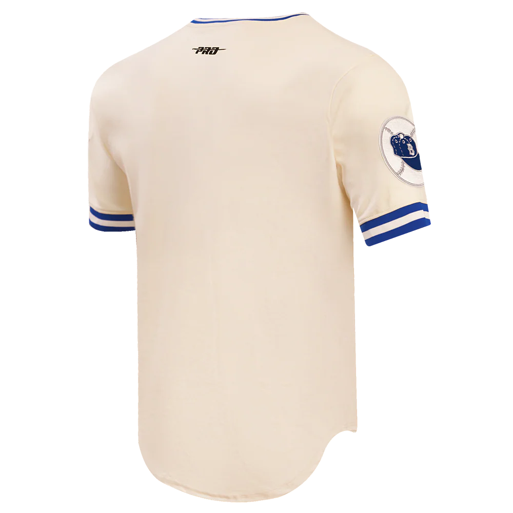 MLB BROOKLYN DODGERS RETRO CLASSIC MEN'S DOUBLE KNIT TOP (EGGSHELL/ ROYAL BLUE) - Image 3