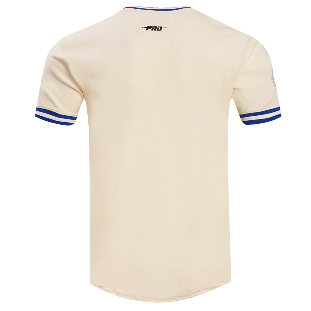 MLB BROOKLYN DODGERS RETRO CLASSIC MEN'S DOUBLE KNIT TOP (EGGSHELL/ ROYAL BLUE) - Image 4