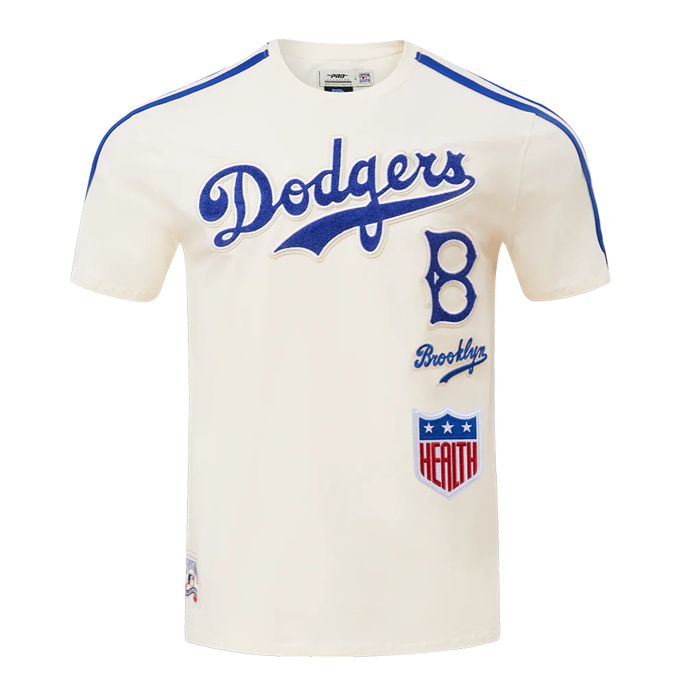 MLB BROOKLYN DODGERS RETRO CLASSIC MEN'S STRIPED TOP (EGGSHELL/ ROYAL BLUE) - Image 3