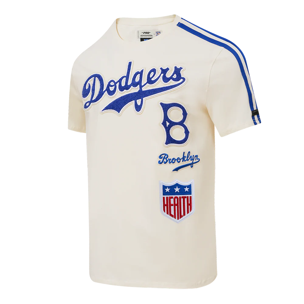 MLB BROOKLYN DODGERS RETRO CLASSIC MEN'S STRIPED TOP (EGGSHELL/ ROYAL BLUE) - Image 4