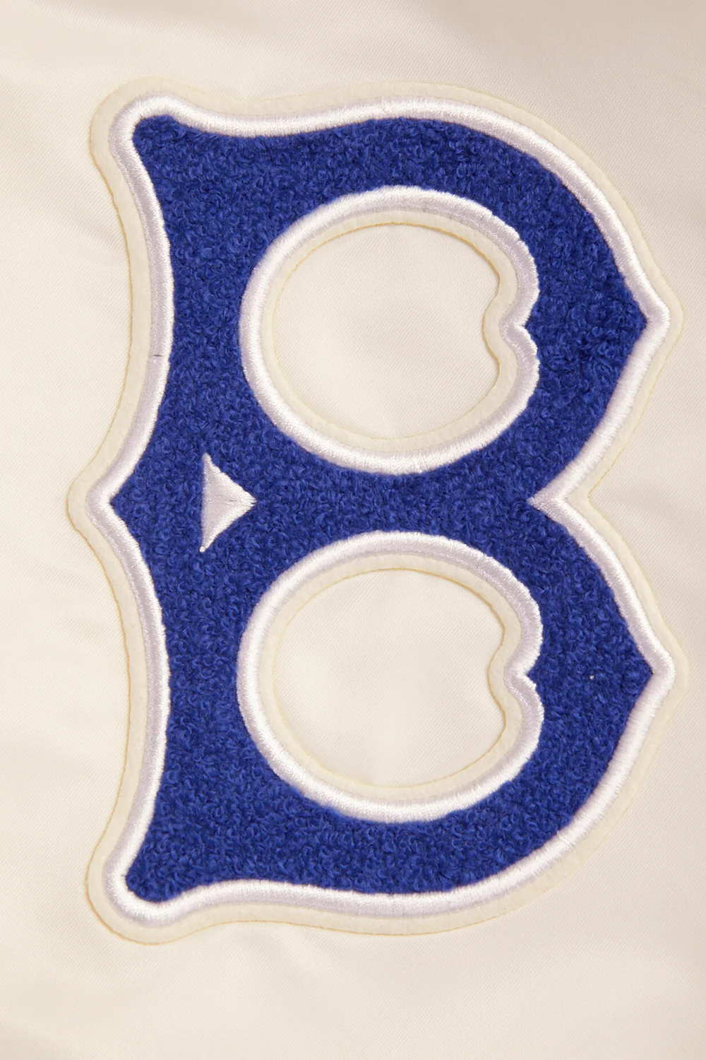 MLB BROOKLYN DODGERS RETRO CLASSIC MEN'S RIB SATIN JACKET (EGGSHELL/ ROYAL BLUE) - Image 5