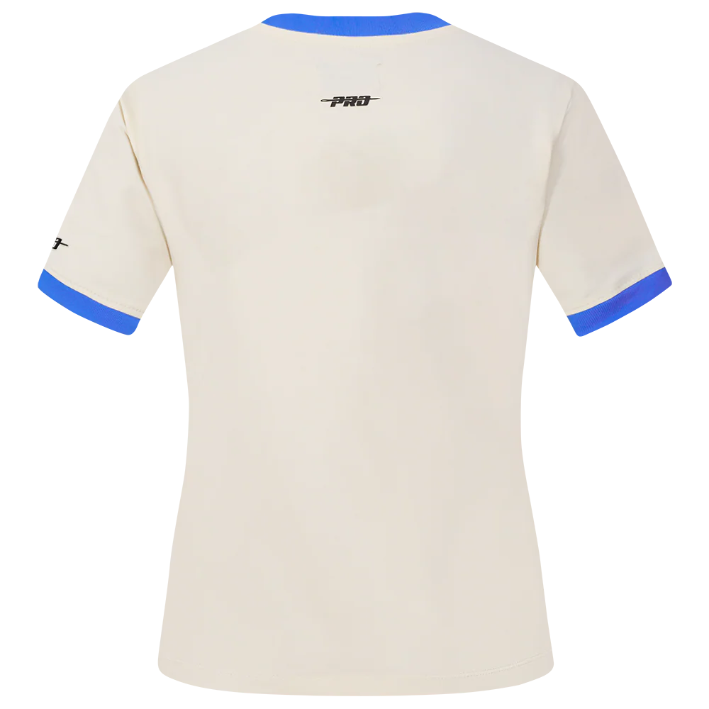 MLB BROOKLYN DODGERS RETRO CASCADE WOMEN'S RINGER TOP (EGGSHELL/ROYAL BLUE) - Image 3