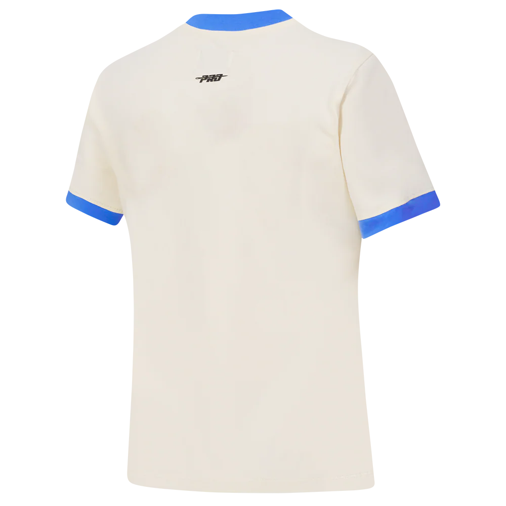 MLB BROOKLYN DODGERS RETRO CASCADE WOMEN'S RINGER TOP (EGGSHELL/ROYAL BLUE) - Image 4