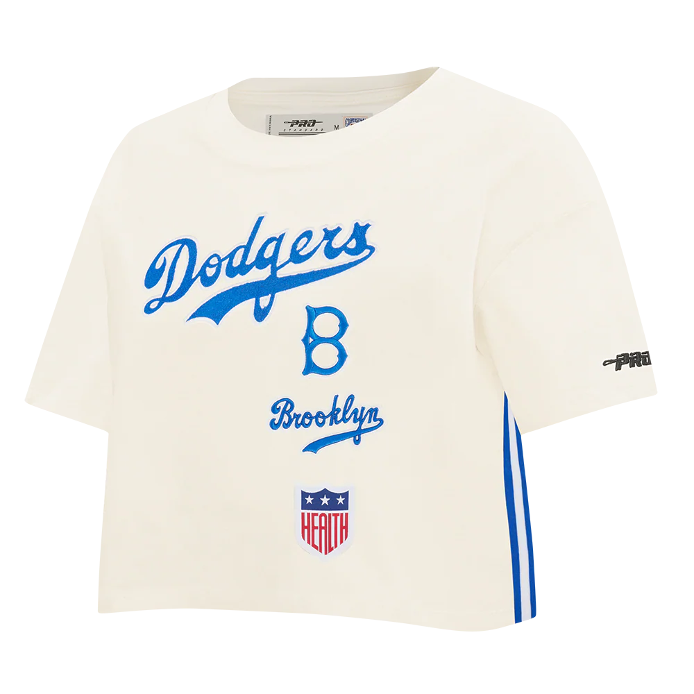 MLB BROOKLYN DODGERS RETRO CLASSICS WOMEN'S S/S BOXY TOP (EGGSHELL) - Image 3
