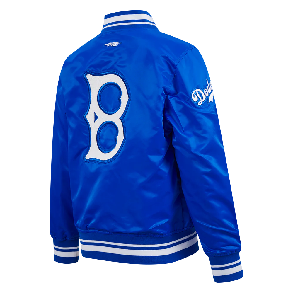 MLB BROOKLYN DODGERS RETRO CLASSIC BIG BOYS RIB SATIN JACKET (ROYAL BLUE) - Image 4