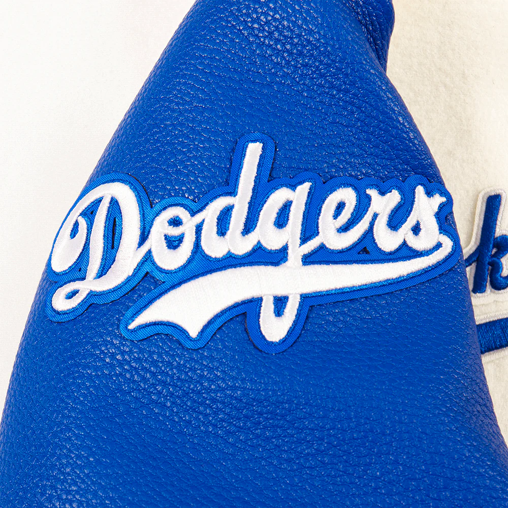 MLB BROOKLYN DODGERS RETRO CLASSIC BIG BOYS RIB WOOL VARSITY JACKET (EGGSHELL/ROYAL BLUE) - Image 6
