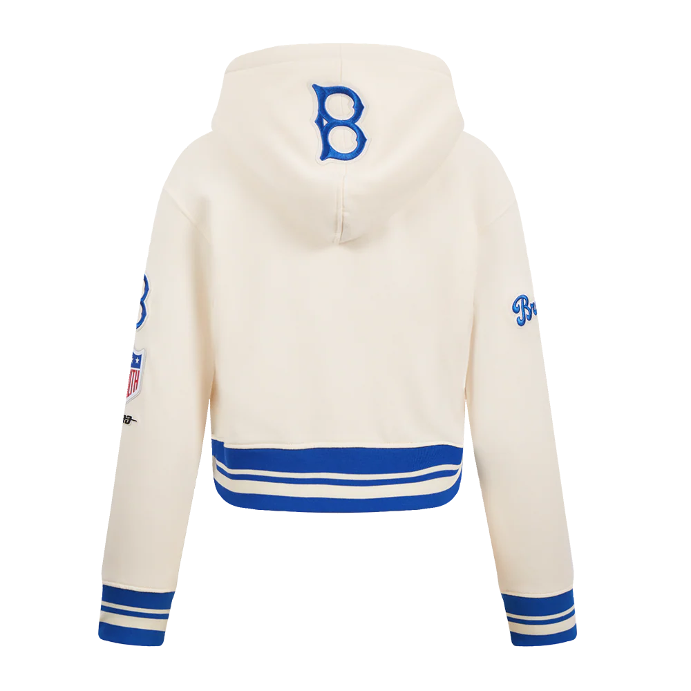 MLB BROOKLYN DODGERS RETRO CLASSIC BIG GIRLS RIB FLEECE PO HOODIE (EGGSHELL/ROYAL BLUE) - Image 3
