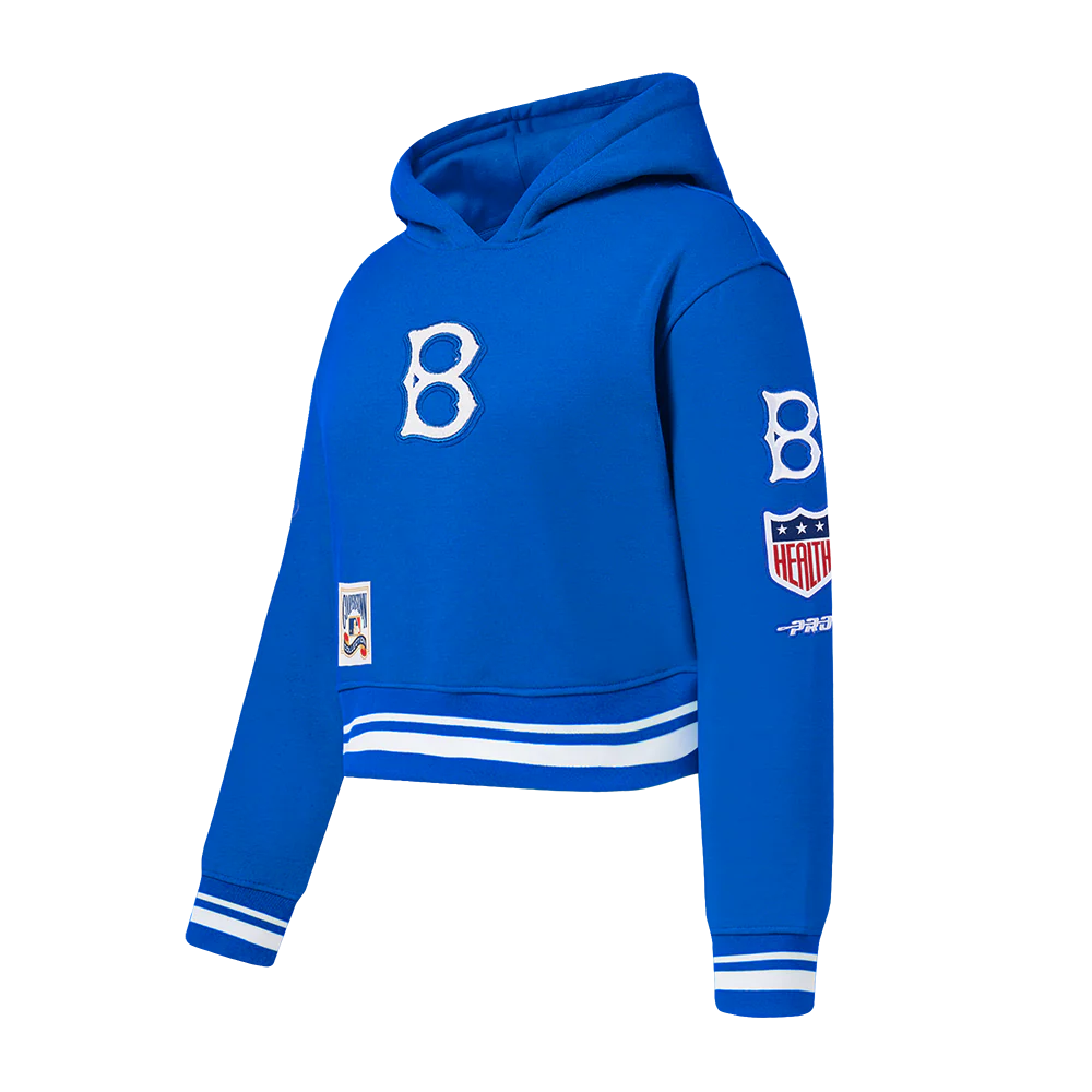 MLB BROOKLYN DODGERS RETRO CLASSIC BIG GIRLS RIB FLEECE PO HOODIE (ROYAL BLUE) - Image 2