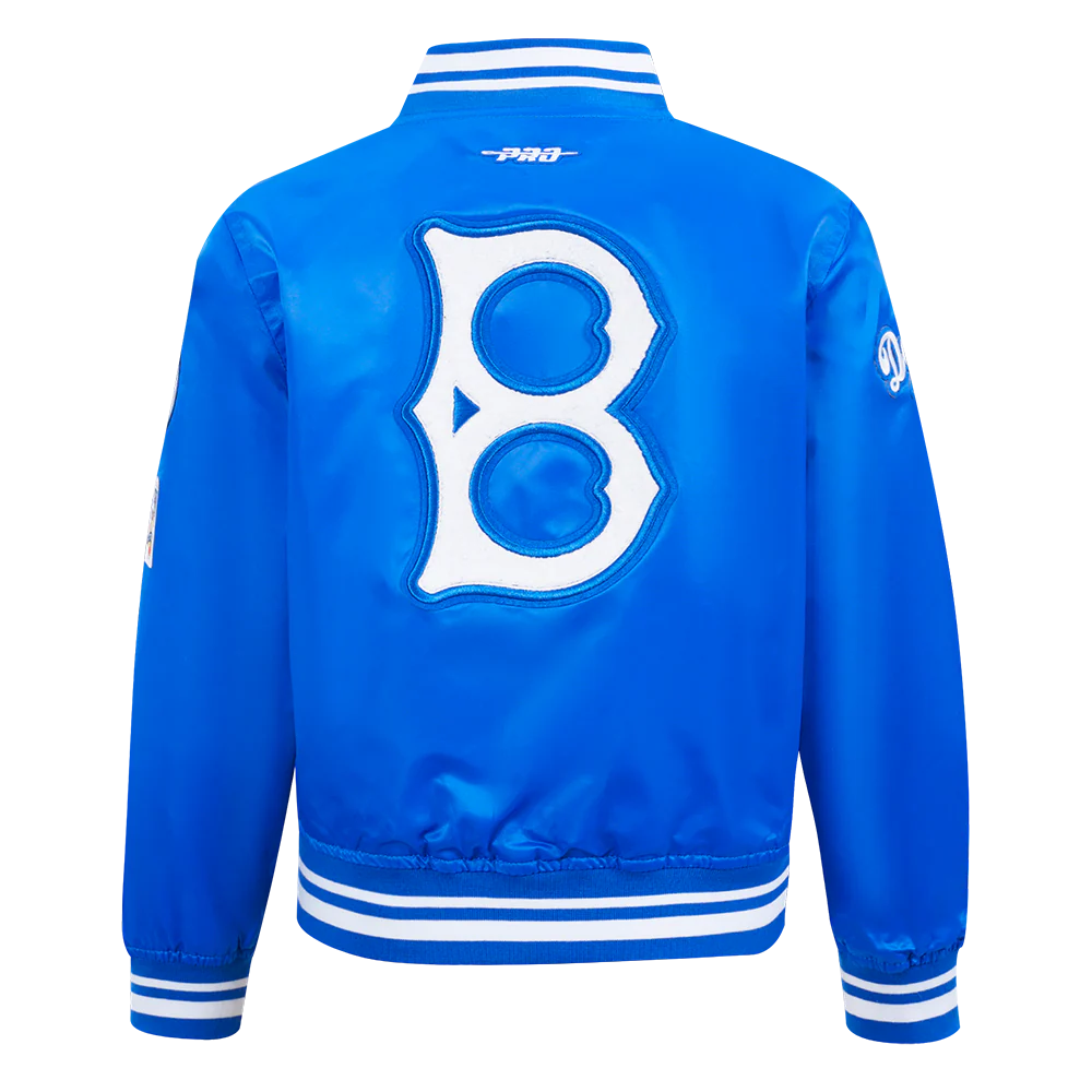 MLB BROOKLYN DODGERS RETRO CLASSIC LITTLE BOYS RIB SATIN JACKET (ROYAL BLUE) - Image 3