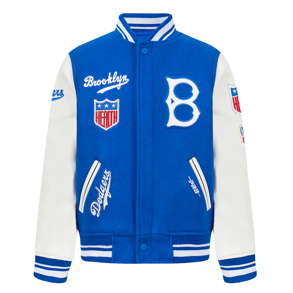 MLB BROOKLYN DODGERS RETRO CLASSIC LITTLE BOYS RIB WOOL VARSITY JACKET (ROYAL BLUE/WHITE)