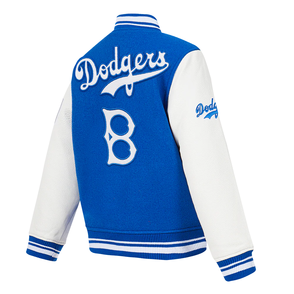 MLB BROOKLYN DODGERS RETRO CLASSIC LITTLE BOYS RIB WOOL VARSITY JACKET (ROYAL BLUE/WHITE) - Image 4